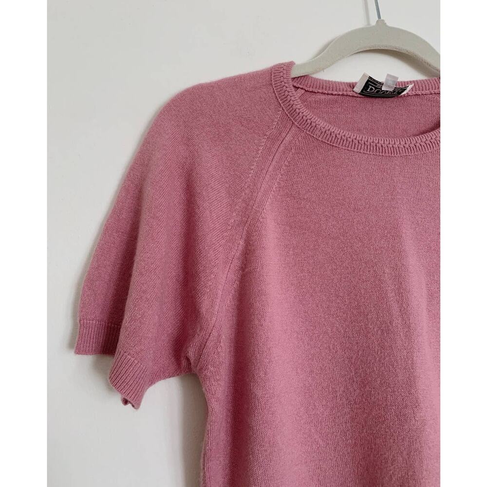 Pink Vintage Duvet Acrylic Short Sleeve Sweater Top M - Picture 2 of 3
